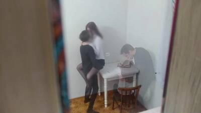 The teacher fucked the student on the table. Hidden camera. Part 1 - veryfreeporn.com