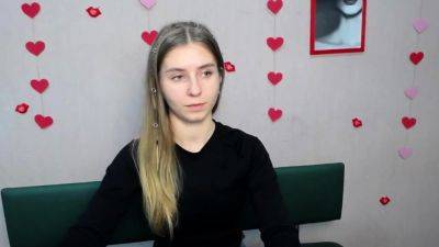 Young Ukrainian blonde in red panties posing on webcam show - drtuber.com - Ukraine