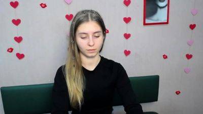 Young Ukrainian blonde in red panties posing on webcam show - drtuber.com - Ukraine