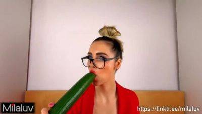 Amateur Teacher Milaluv Gets Busy with a Generous Cucumber - Solo Action - porntry.com